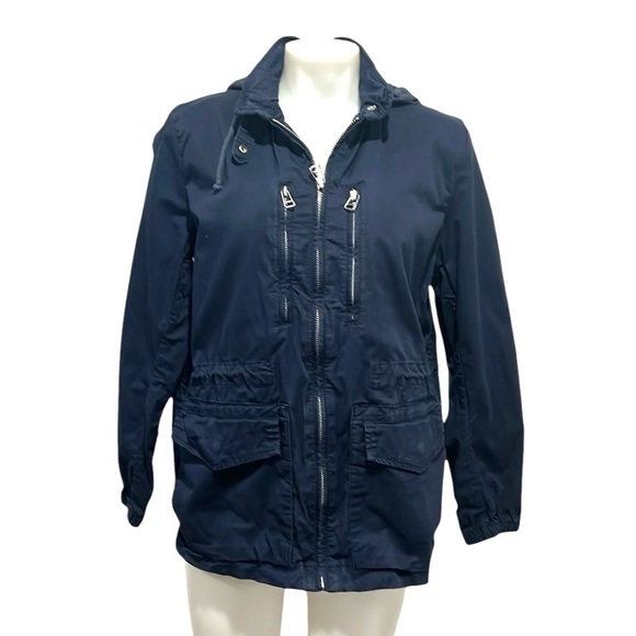 Gap women’s navy blue lightweight hooded utility jacket Size Large - Picture 1 of 8